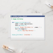 Notitieblok Computer Programmer Coder Format Birth Kaart (Voorkant / Achterkant in situ)
