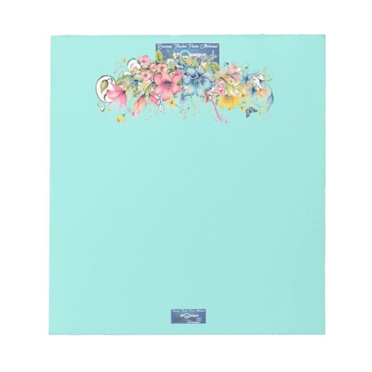 Notitieblok (Floral Blue-Notes2) RFPMDesigns 2024 (Voorkant)
