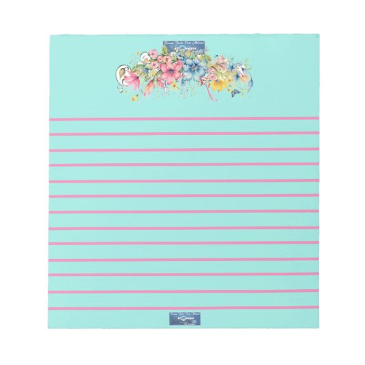 Notitieblok (Floral Blue-Notes) RFPMDesigns ©️2024 (Voorkant)