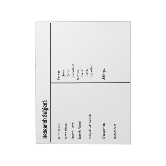 Notitieblok - Genealogie Onderzoek (Linkerzijde)