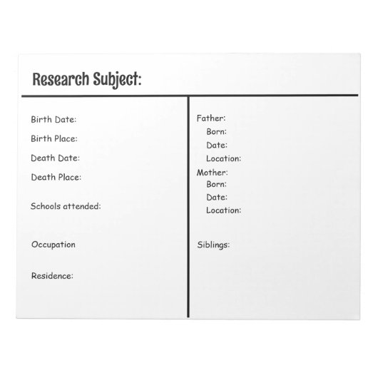 Notitieblok - Genealogie Onderzoek (Voorkant)