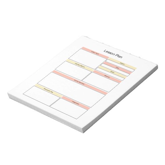 Notitieblok lesplan voor studenten (Linkerzijde)