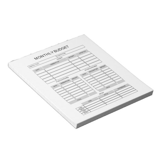 Notitieblok maandelijkse budgetplanner (Schuin)