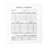 Notitieblok maandelijkse budgetplanner (Voorkant)