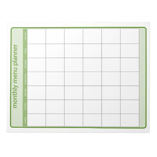 Notitieblok Maandelijkse menuplanner (Voorkant)