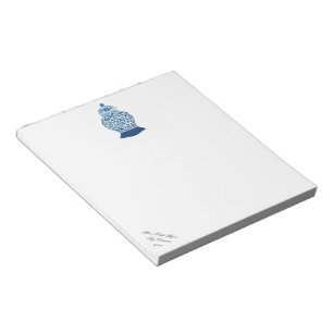 Notitieblok met blauwe en witte gember