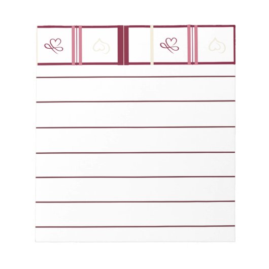 Notitieblok met Hartjes – Whimsical Bourgondisch O (Voorkant)