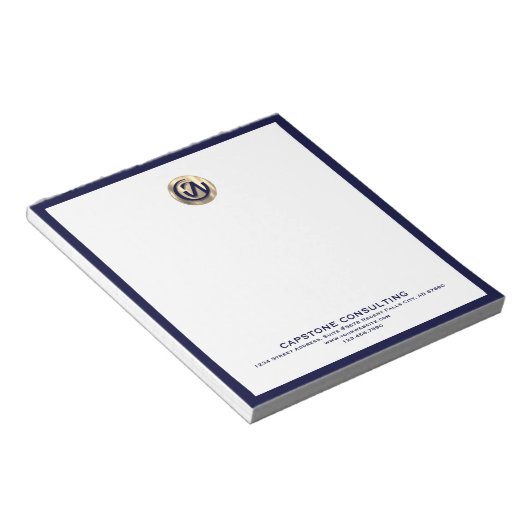  Notitieblok met Navy Lijst en Gold Logo (Schuin)