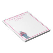 Notitieblok met roze blauwe gember jar. (Schuin)