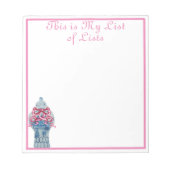 Notitieblok met roze blauwe gember jar. (Voorkant)