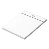 Notitieblok met staafmonogram in houtskoolgrijs op (Linkerzijde)