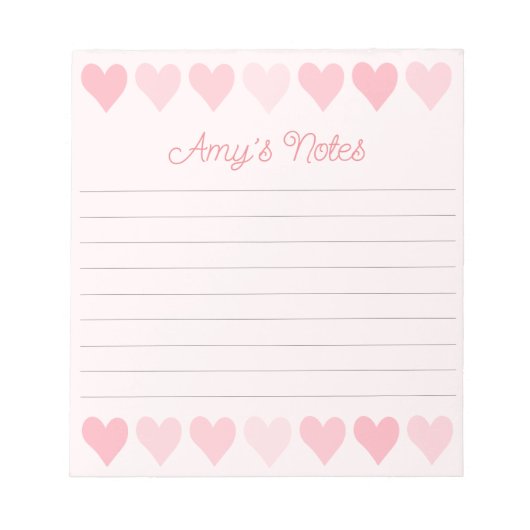 Notitieblok met zoete roze harten (Voorkant)