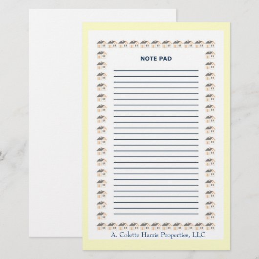 Notitieblok- Ontwerp 1 Briefpapier (Voorkant / Achterkant)