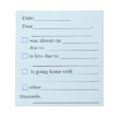 notitieblok "Opmerkingen voor de leraar" (Voorkant)