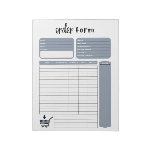 Notitieblok Ordervorm (Linkerzijde)