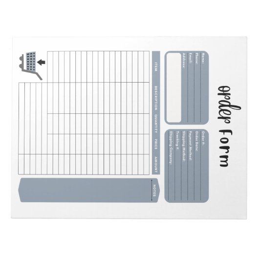 Notitieblok Ordervorm (Voorkant)