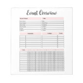Notitieblok Overzicht gebeurtenisplanning (Voorkant)