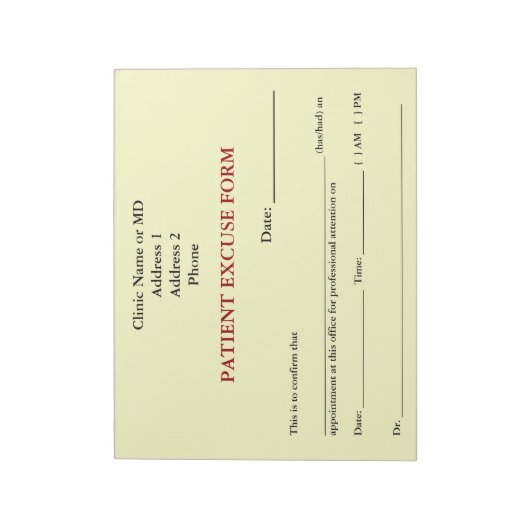 Notitieblok Patiënt-excuus (wit) (Linkerzijde)