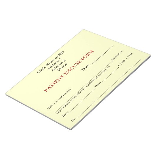 Notitieblok Patiënt-excuus (wit) (Schuin)