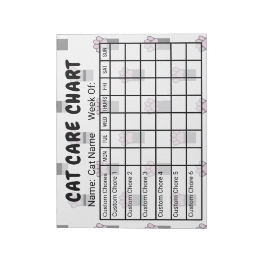 Notitieblok Pauw Print Pattern Cat Care Chore Char (Linkerzijde)