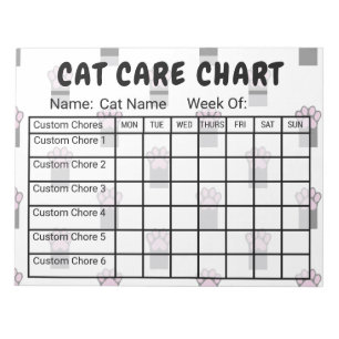 Notitieblok Pauw Print Pattern Cat Care Chore Char
