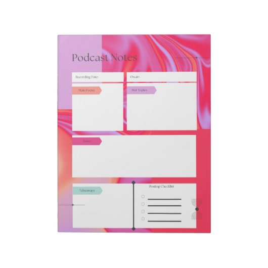 Notitieblok Podcast Organizer (Linkerzijde)