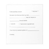 Notitieblok schoolafwezigheid (Voorkant)