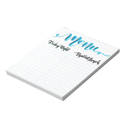Notitieblok Shabbat Shabbos Menu (Linkerzijde)