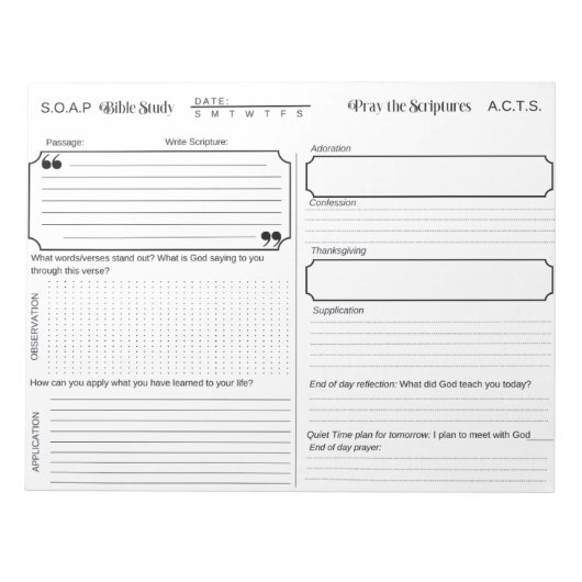 NOTITIEBLOK SOAP Bible Study Journal (Voorkant)