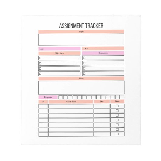 Notitieblok Toewijzingstracker (Voorkant)