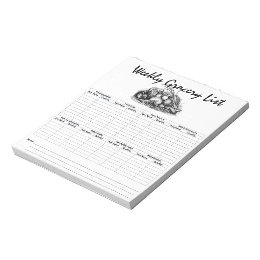 notitieblok van de kruidenierslijst (Linkerzijde)