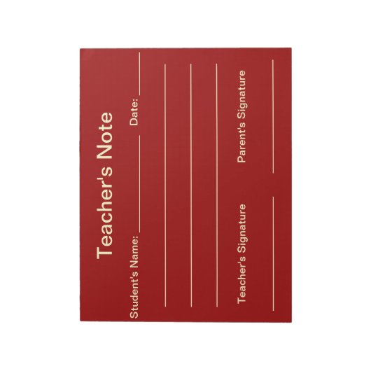 Notitieblok van de lerarennota (Rood) (Linkerzijde)