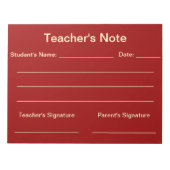 Notitieblok van de lerarennota (Rood) (Voorkant)