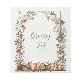 Notitieblok van de lijst van kruidenierswaren