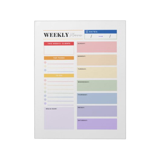 Notitieblok van de Rainbow Weekly Planner van foto (Linkerzijde)