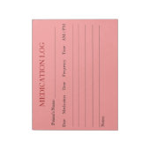 Notitieblok van het medicatielog (roze) (Linkerzijde)