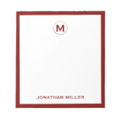 Notitieblok van het rode goudmonogram in penseelgl (Voorkant)