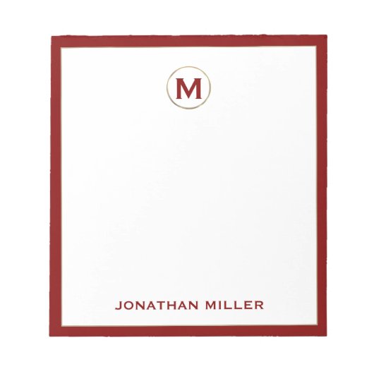 Notitieblok van het rode goudmonogram in penseelgl (Voorkant)