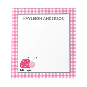 Notitieblok van Ladybug en Pink Gingham