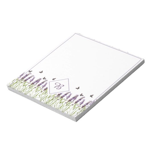 Notitieblok van lavendel en vlinders (Linkerzijde)