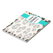 Notitieblok van luipaard en Blauwgroen monogram (Linkerzijde)