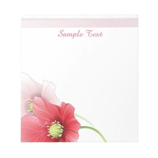 Notitieblok van rode en roze papaver (Voorkant)