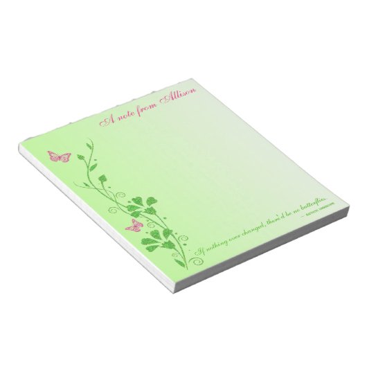 Notitieblok van roze en groene vlinderbloemigen (Schuin)