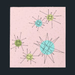 Notitieblok van roze ionische stookolie<br><div class="desc">Dit roze Iconische atoomstootpatroon barst het Notitieblok van het kenmerkt iconische atomaire sterrenbursts. Dat klopt! De oude school, First Lady Pink, met gouden gekleurde achtergrond, is de perfecte achtergrond voor de levendige turquoise, het verzachten van selderij en kitschy peren groene cirkels. De vlekken van kleur worden sporadisch geplaatst in diverse...</div>