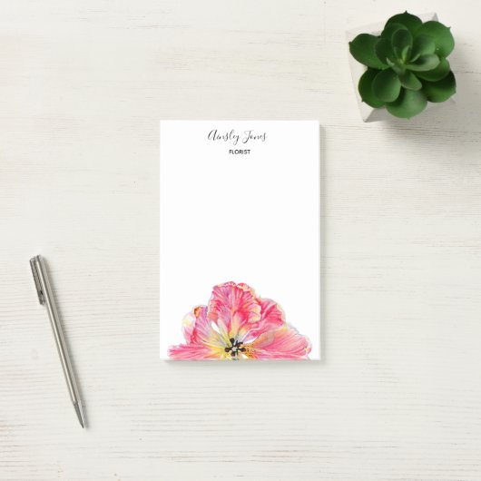 Notitieblok van roze tulpbloem post-it® notes (Kantoor)