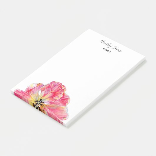 Notitieblok van roze tulpbloem post-it® notes (Schuin)
