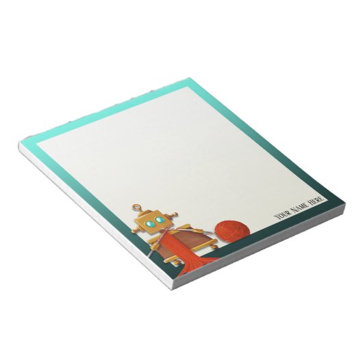 Notitieblok van speciaal ontworpen robot (Schuin)