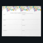Notitieblok van Weekselplaner Spring Bloom Flowers<br><div class="desc">Spring Bloom Flowers Garland Weekly Planner | Plan en plant uw week met deze bloemkelk. Het bevat bloemen illustraties van paarse, blauwe, groene en roze bloemen met groen. Deze botanische weekplanner zal perfect zijn als cadeau. Pas de lettertypen, de grootte en de spatiëring aan met behulp van de velden die...</div>