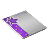 Notitieblok van zilver en Paarse sterren (Schuin)