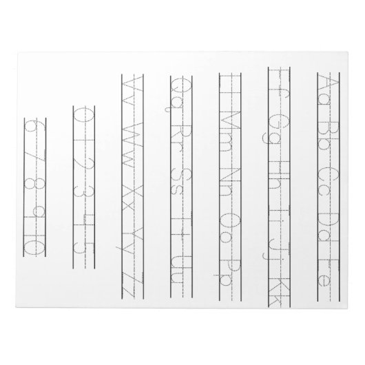 Notitieblok voor alfabet- en cijferovertrekken (Voorkant)